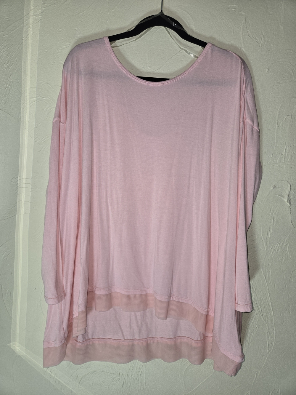GAIAM Light Pink Layered-Hem Long Sleeve Tunic